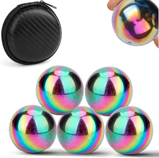 Cool 1.26 Inch Jumbo Magnets Balls Fidget Toys for Adults, Large Fidget Mangetic Sphere with Case for Office Desk Decorations, Fidget Ferrite Putty Stones Holiday Stocking Stuffer Gift 5 Pack