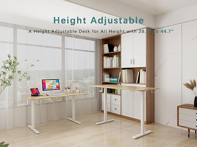 Whole Piece Desktop Manual Standing Desk Adjustable Height- Crank Stand Up Desk, Sit Stand Desk with Frame Computer Desk