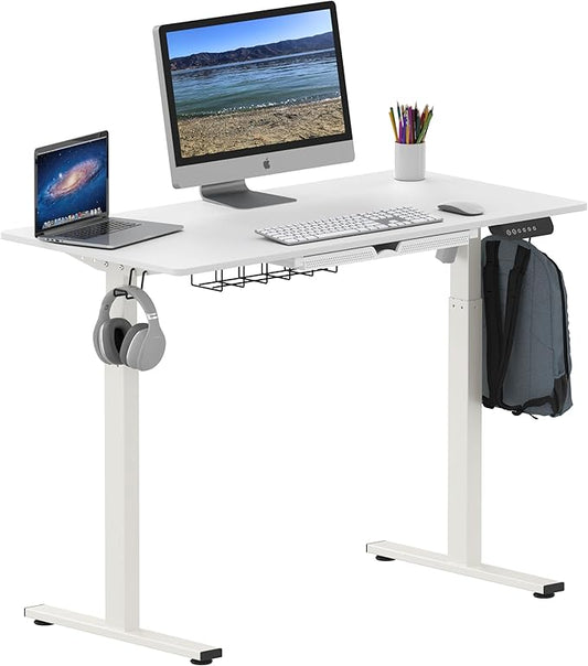 SHW Memory Preset Electric Height Adjustable Standing Desk, 48 x 24 Inches, White