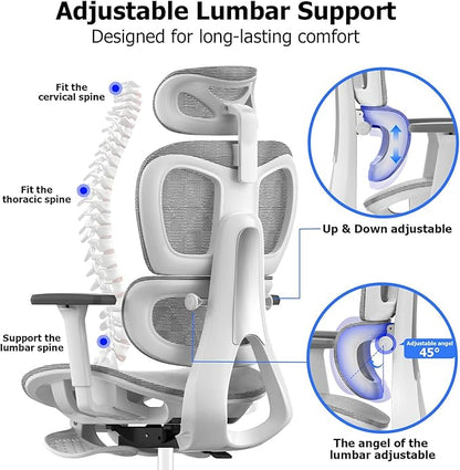 Ergonomic Mesh Office Chair with 3D Adjustable Armrest,High Back Desk Computer Chair Ergo3d Ergonomic Office Chair with Wheels for Home & Office Black