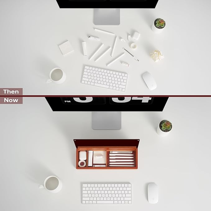 Desk Whiteboard with Wooden Organizer Box for Office Supplies Storage, Desktop Dry Erase White Board with Drawer for Stationary, Marker & Eraser Included, Yeoux