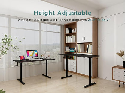 Whole Piece Desktop Manual Standing Desk Adjustable Height- Crank Stand Up Desk, Sit Stand Desk with Frame Computer Desk