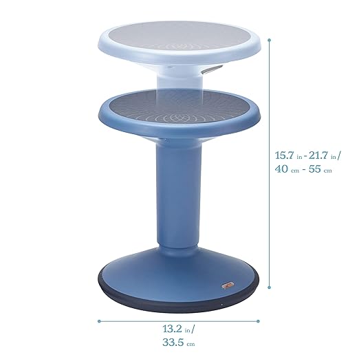 ECR4Kids SitWell Wobble Stool, Adjustable Height, Active Seating, Powder Blue