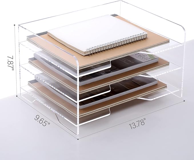 SANRUI Acrylic Paper Organizer Letter Tray for Desk, 3 Tier Enlarged File Sorter,Clear File Holder Desktop Shelf Document Storage for School Office Home