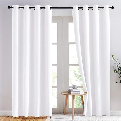 NICETOWN Curtains 84 inches Long - (Pure White) 52 by 84 inches, 1 Pair, 50% Light Blocking Grommet Drapes/Draperies for Living Room