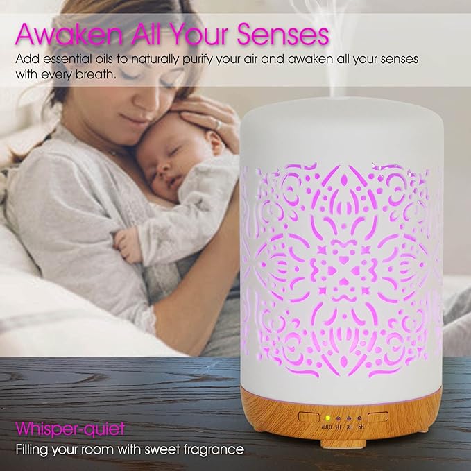 Earnest Living Smart Wifi Essential Oil Diffuser White Ceramic Diffuser 250 ml with Alexa Google Home App Phone Control LED and Auto Off Office Humidifier Aromatherapy Diffusers for Essential Oils