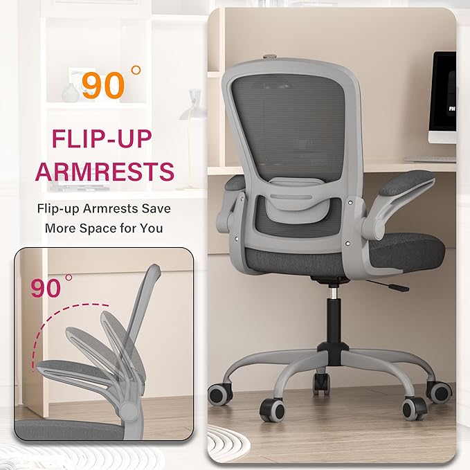 Office Chair, Ergonomic Desk Chair with Adjustable Lumbar Support, High Back Mesh Computer Chair with Flip-up Armrests-BIFMA Passed Task Chairs, Executive Chair for Home Office