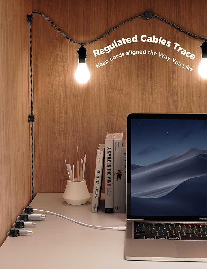 9 Pack Cable Management Cord Organizer, JOYROOM Magnetic Cable Clips Adhesive Wire Holder Keeper, Under Desk Cord Hider for Nightstand Desktop Wall Phone Charging USB Car Workspace Office Accessories