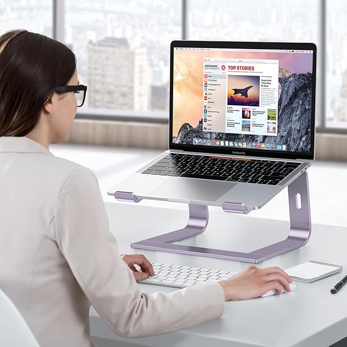 OMOTON Laptop Stand, Detachable Laptop Mount, Aluminum Laptop Holder Stand for Desk, Compatible with MacBook Air/Pro, Dell, HP and All Laptops (11-16 inch), Purple