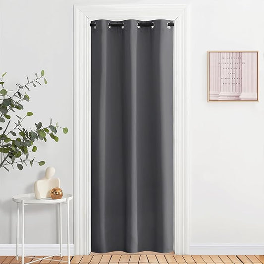 NICETOWN Doorway Curtain Privacy, Door Cover Curtain, Sound Reducing Winter Insulated Thermal Room Darkening Blackout Curtains for Bedroom, 80 inch Length (1 Panel, 2.8ft Wide by 6.7ft Long, Gray)