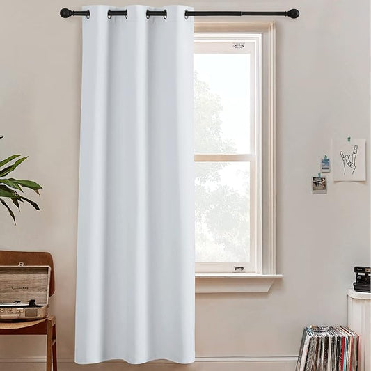 RYB HOME White Curtains for Bedroom, Sunlight Block Noise Reducing Privacy Window Covering for Living Room Shared Office Home Theater Doorway, 1 Pc, Grayish White, W 60 x L 96 inch