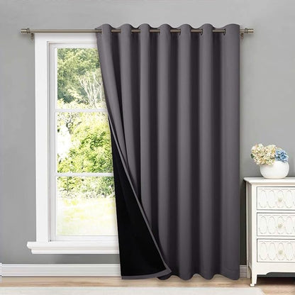 NICETOWN Total Shade Patio Door Curtain, Heavy-Duty Full Light Shading Sliding Door Drape Room Divider Curtain, Vertical Blind for Window（1 Panel, 100 inches Wide x 95 inches Long, Gray