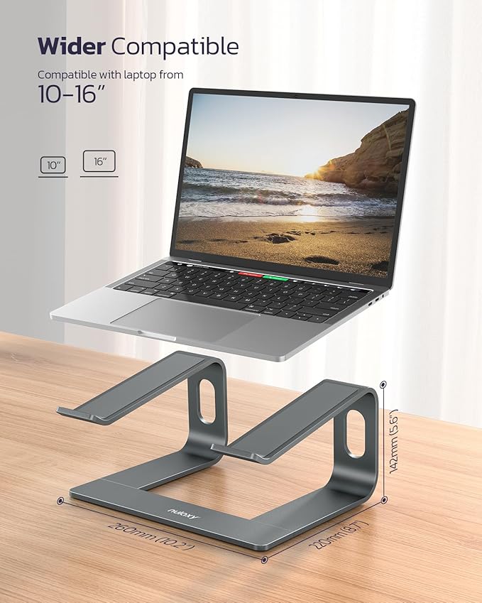 Nulaxy Laptop Stand, Detachable Ergonomic Laptop Mount Computer Stand for Desk, Aluminum Laptop Riser Notebook Stand Compatible with MacBook, Dell XPS, All 10-16" Laptops - Gray