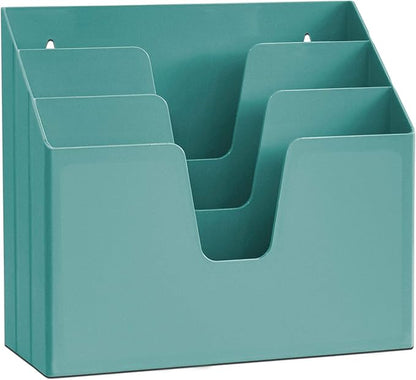 Acrimet Horizontal Triple File Folder Holder Organizer (Solid Green Color)