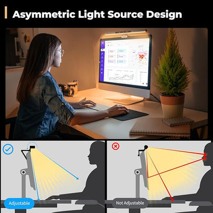 Monitor Light Bar, Computer Monitor Lamp, Memory Stepless Dimming Touch Control Screen Light Bar, 5 Color Temperatures, USB Powered LED Reading Desk Lamps for Home/Office/Game