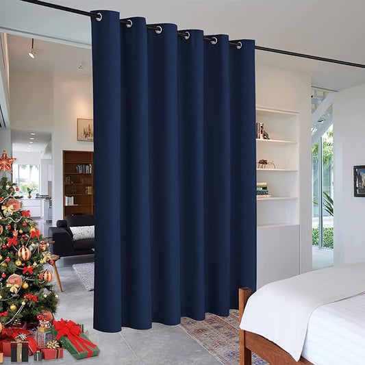 RYB HOME Extra Wide Curtains for Divider Room Separation Soundproof Temporary Door Curtains for Bedroom Closet Office Home Theatre Garage Living Room Privacy Drop Cloth, W 120 x L 84 inches, Navy