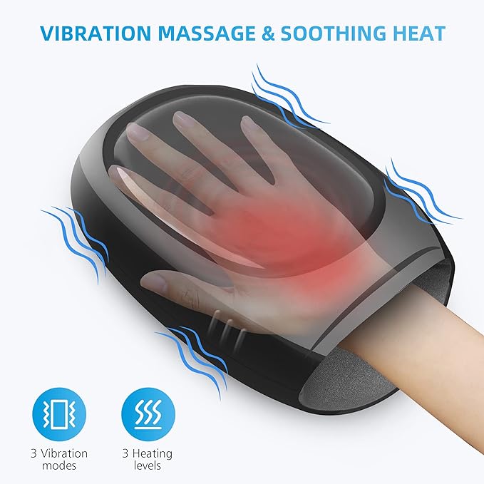 COMFIER Hand Massager with Heat and Compression, FSA HSA Eligible Cordless Hand Massager with Intelligent APP Control for Arthritis and Carpal Tunnel, Gifts for Mom, Dads, Women and Men (Black)