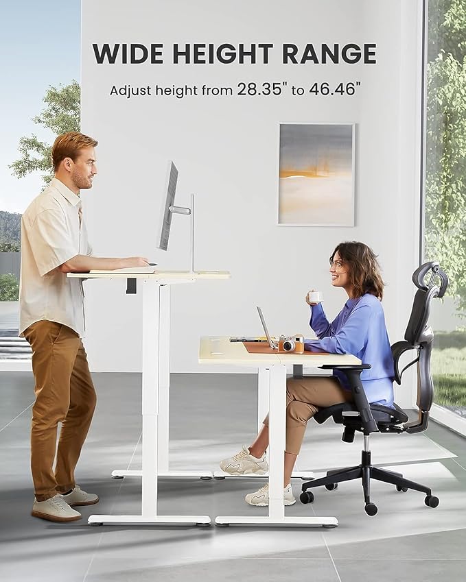 ErGear Height Adjustable Electric Standing Desk, 48 x 24 Inches Sit Stand up Desk, Memory Computer Home Office Desk (Natural)