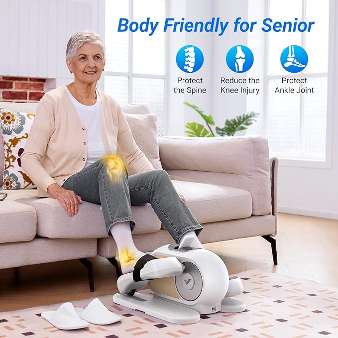 MERACH Under Desk Elliptical, Ellipse Leg Exerciser Electric as Seen on TV for Seniors with Remote Control & 12 Adjustable Speeds, Quiet Portable Seated Pedal Exerciser Machine for Home