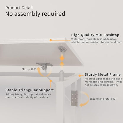 Folding Desk 30 Inch - Small Foldable Desk for Small Space Minimalist, Space Saving Collapsible Compact Desk Portable Table for Craft, Writing, Study and Work (No Assembly Required)