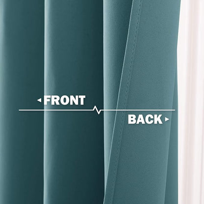 NICETOWN Kitchen Window Short Curtains - Blackout Ring Top Thermal Insulated Functional Curtain Drapes Cafe Sets for Bathroom/Loft/Dorm/Christmas, 52W by 36L 1.2 inches Header, Sea Teal, 1 Pair.