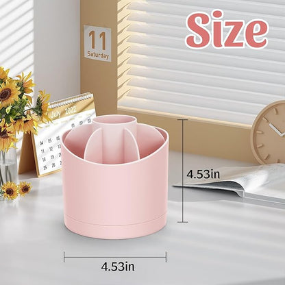 Desk Organizer,360 Degree Rotating Pen Holder for Desk,Nordic Style Pencil Organizer Cup,Modern Office Desk Accessories with 7 Slots Caddy for Desktop,School,Home,Cosmetics(Pink)