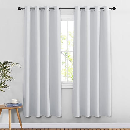 NICETOWN Room Darkening Greyish White Curtains for Bedroom - Grommet Privacy Light & Sound Reducing Window Treatments Doorway Curtains & Drapes for Living Room (2 Panels, W52 x L78)