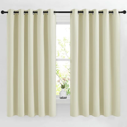 NICETOWN Beige Room Darkening Curtains 66 inches Long, Grommet Thermal Curtains Window Treatment Sound Reducing Drapes for Bedroom/Home Family, W66 x L66, 2 Panels