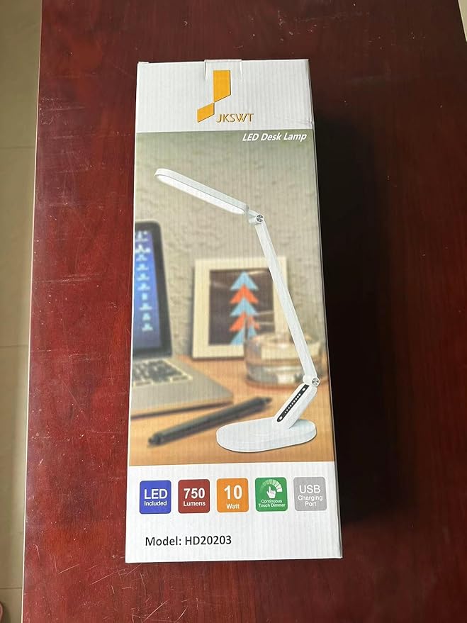 JKSWT Desk Lamp, for Eye Care, Dimmable Table Lamp with 5 Colour Modes, 72 LEDs with USB Charging Port, Touch Control and Memory Function, Office Lamp