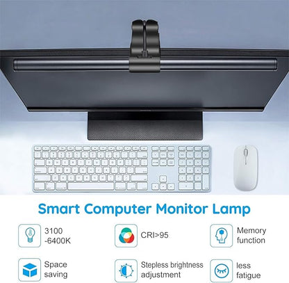 OOWOLF Monitor Light Bar with Backlight CRI≥95, Screen Light Bar, Desk Lamp for Eye-Caring,Dual Light,Filter Blue-Light,3-Color Mode,Memory Dimming,e-Reading Task Lamp,Computer Light for Home Office