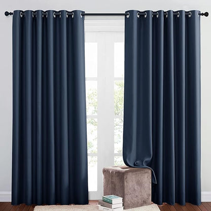 NICETOWN Blackout Curtains and Drapes for Living Room - Thermal Insulated Solid Grommet Top Blackout Panels/Draperies for Kid's Room/Bedroom (Navy, 1 Pair, 80 x 84 Inch)