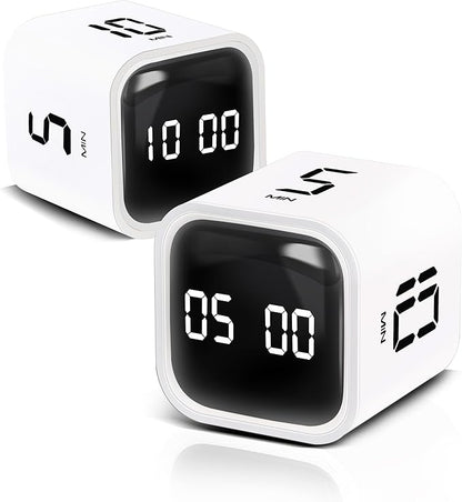 VEWINGL 2 Pack Rotating Pomodoro Timer,Rotation Timer,5/10/30/60 Minutes and Custom Countdown,Productivity Timer,Pause and Resume,Silent,Vibrate and Adjustable Sound Alarm for Tasks,Work,Study