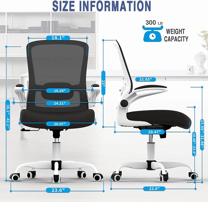 Office Chair, Ergonomic Desk Chair with Adjustable Lumbar Support, High Back Mesh Computer Chair with Flip-up Armrests-BIFMA Passed Task Chairs, Executive Chair for Home Office