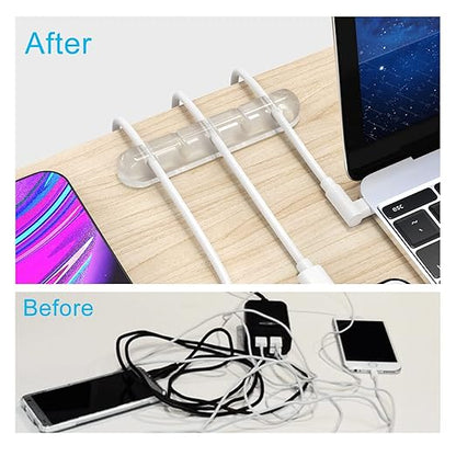 Cord Organizer, Clear Cable Clips Cable Management, Cable Organizers USB Cable Holder Wire Organizer Cord Clips, 2 Packs Cord Holder for Desk Car Home and Office (5, 3 Slots)