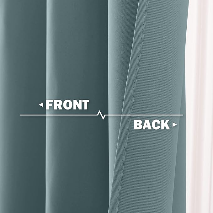 NICETOWN 52 Wide Small Curtains 36 Inches Long for Shelves RV Bathroom Kitchen Room Darkening Grommet Set 2 Panels Blackout Short Tier Curtain for Bedroom Cabinet Basement, Greyish Blue