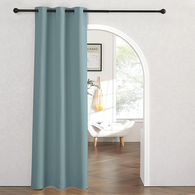 RYB HOME Temporary Doorway Curtains Blackout Privacy Room Divider Curtains Portable Curtains for Closet Wall Curtains for Bedroom Living Room Dining Basement Window, W 60 x L 84 inches, Dusty Blue