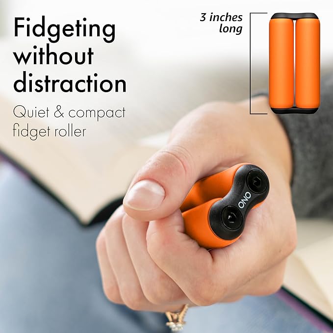 ONO Roller - Handheld Fidget Toy for Adults | Help Relieve Stress, Anxiety, Tension | Promotes Focus, Clarity | Compact, Portable Design (Junior Size/ABS Plastic, Orange)