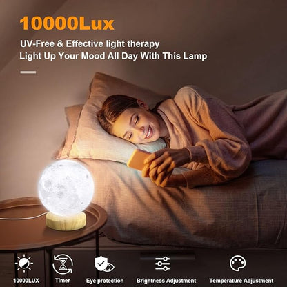 Light Therapy Lamp,10000 Lux Sun Lamp with 3 Color Temperatures,Stepless Brightness,Timer & Memory Function, Happy Sunlight Lamp,Full Spectrum Light with Remote Control for Home, Office