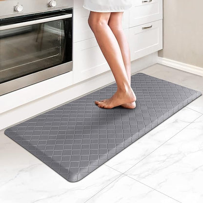 HappyTrends Kitchen Mat Cushioned Anti-Fatigue Kitchen Rug,17.3"x39",Thick Waterproof Non-Slip Kitchen Mats and Rugs Heavy Duty Ergonomic Comfort Rug for Kitchen,Floor,Office,Sink,Laundry,Gray