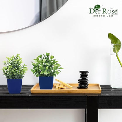 Der Rose 4 Pack Small Fake Plants Artificial Plants Indoor Office Desk Accessories for Aesthetic Room Decor Blue Bathroom Decor