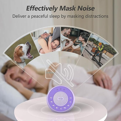 REACHER Sound Machine for Adult, Baby, 31 Non-looping Soothing Sounds, White/Brown/Pink Noise for Sleeping, 3 Auto-Off Timer, Loud Stereo Sound, 25-Level Volume, Memory Function, Travel(Purple)