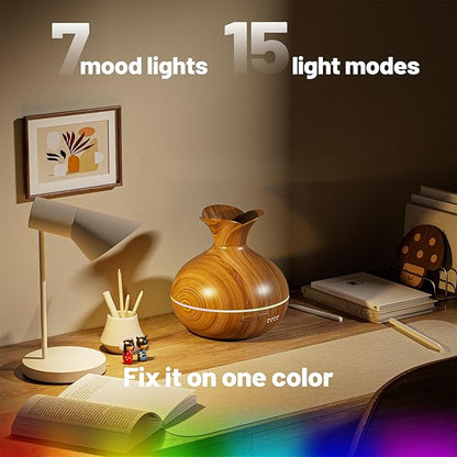 300ML Essential Oil Diffusers for Home, Portable Small Aromatherapy Diffuser, Ultrasonic Diffusers for Essential Oils, Auto Shut-Off 4 Timers 15 LED Colors for Office Home