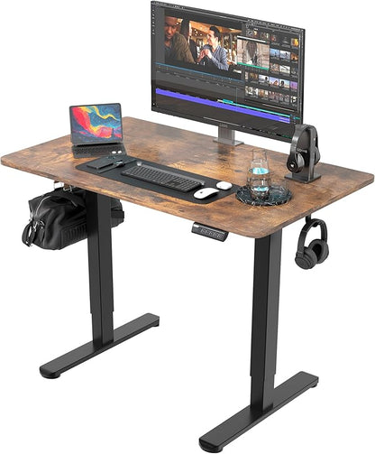 Monomi Standing Desk, 40 x 24 Inch Small Sit Stand up Desk, Height Adjustable Electric Standing Desk with 3 Memory Setting Computer Home Office Desk, Rustic Brown