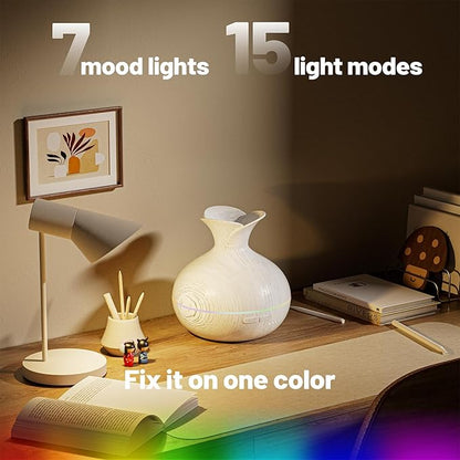 300ML Essential Oil Diffusers for Home, Portable Small Aromatherapy Diffuser, Ultrasonic Diffusers for Essential Oils, Auto Shut-Off 4 Timers 15 LED Colors for Office Home