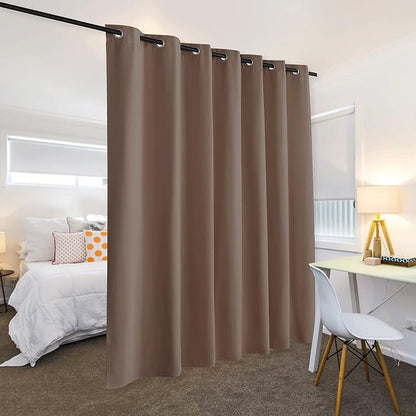 RYB HOME Blackout Room Divider Curtains Thermal Insulated Energy Efficiency Noise Reduce Verical Blinds for Bedroom Dining Sunroom Basement Garage Wall Divider, 1 Pc, Cappuccino, W 150 x L 96 inches