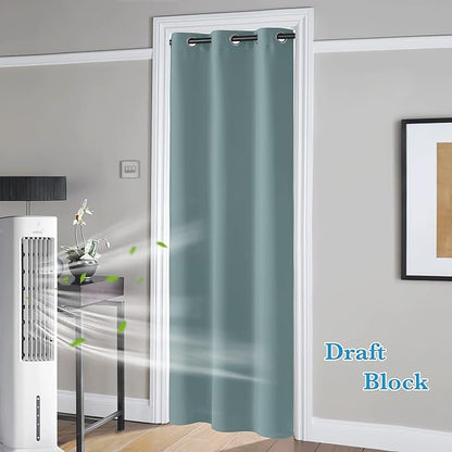 RYB HOME Temporary Doorway Curtains Blackout Privacy Room Divider Curtains Portable Curtains for Closet Wall Curtains for Bedroom Living Room Dining Basement Window, W 60 x L 84 inches, Dusty Blue