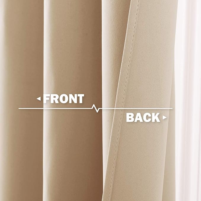 NICETOWN Window Treatment Kitchen Curtains - Solid Grommet-Top Short Curtains Drapes Panels for Kitchen Window (Biscotti Beige, 2 Pieces per Pack, 52 inches Wide x 36 inches Long 1.2 inches Header)