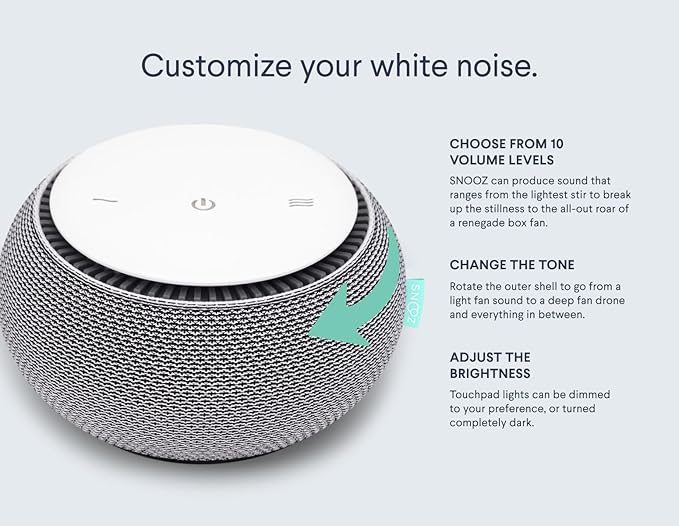 SNOOZ Smart White Noise Sound Machine - Real Fan Inside for Non-Looping White Noise, Sleep Aid for Adults, Travel, Sleeping, Bedroom, Portable, Baby Registry Essential - Cloud