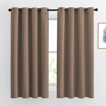 NICETOWN Bedroom Blackout Curtains and Drapes - Window Treatment Thermal Insulated Solid Grommet Blackout Draperies for Bedroom (Set of 2 Panels, 52 by 63 Inch, Cappuccino)