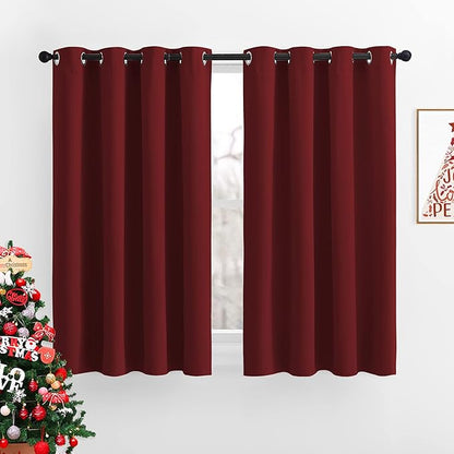 NICETOWN Burgundy Red Blackout Curtains Grommet - Thermal Insulated Solid Grommet Blackout Curtains/Panels/Drapes for Bedroom (2-Pack, 52 by 45-Inch)